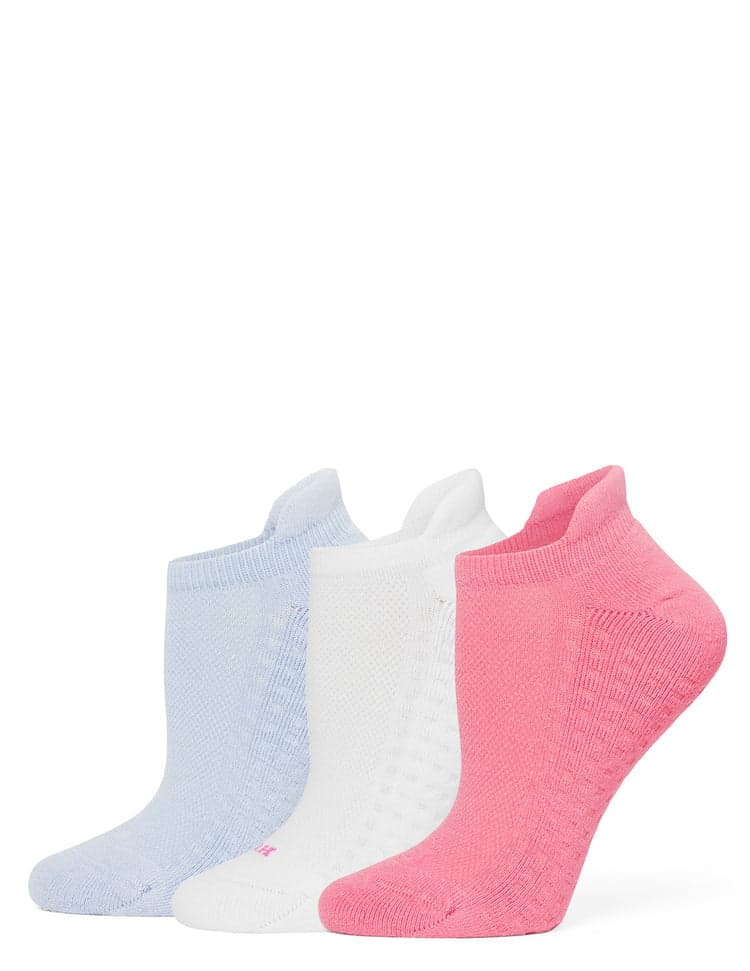 Hue Air Cushion Tab Back No Show Sock 3 Pair Pack - Watermelon