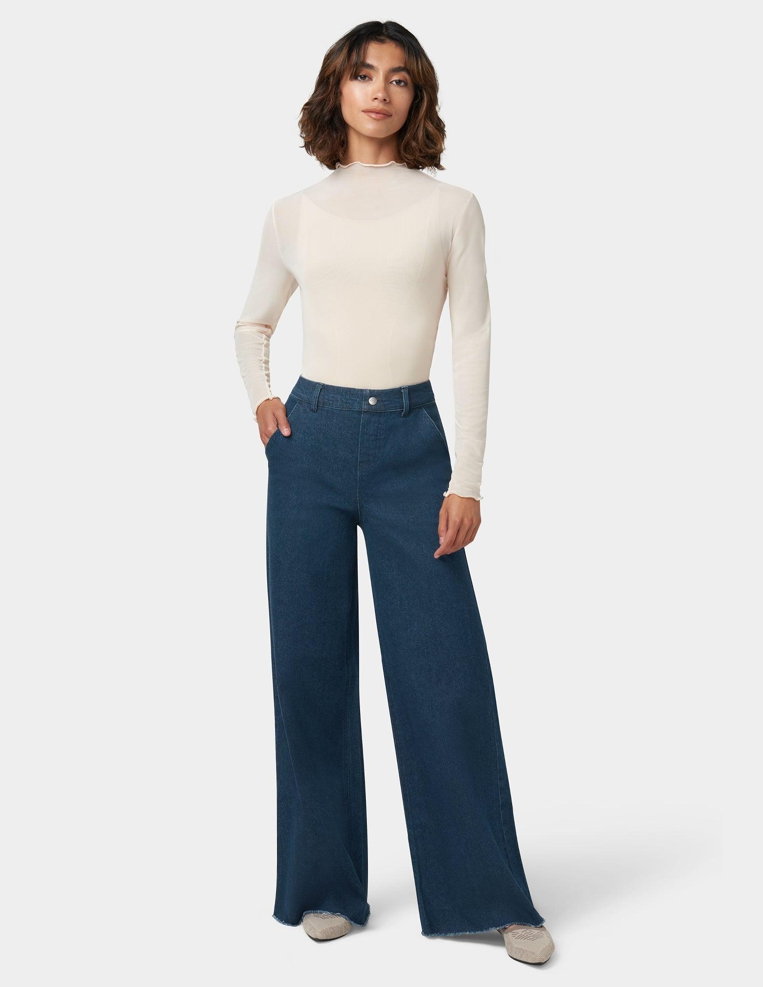 Hue Frayed Edge Wide Leg Denim