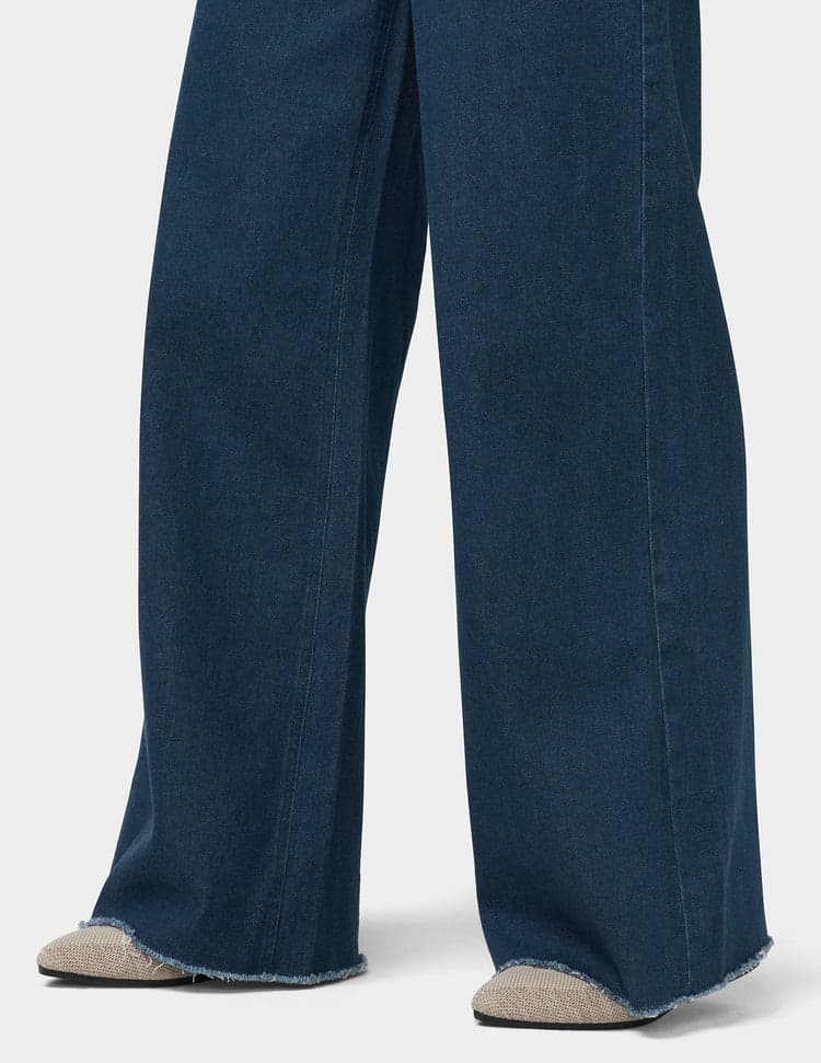 Hue Frayed Edge Wide Leg Denim