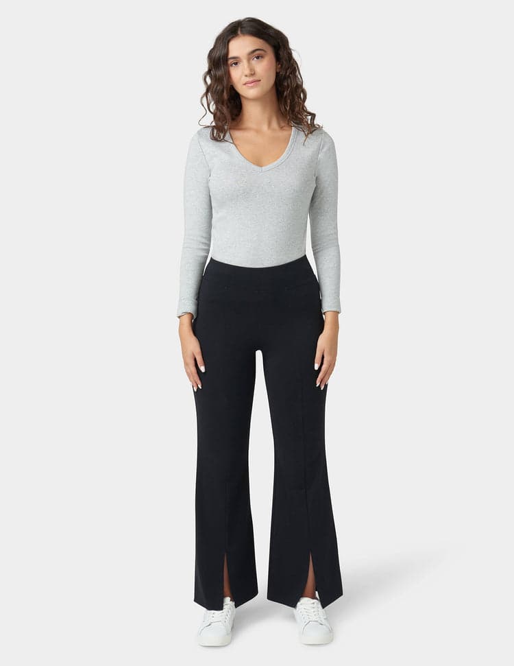 Hue Front Slit Cotton Yoga Pants