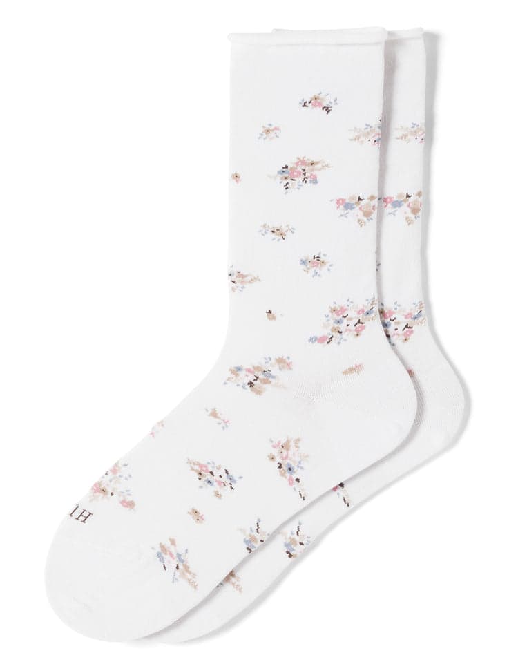 Hue Jeans Socks - White Floral