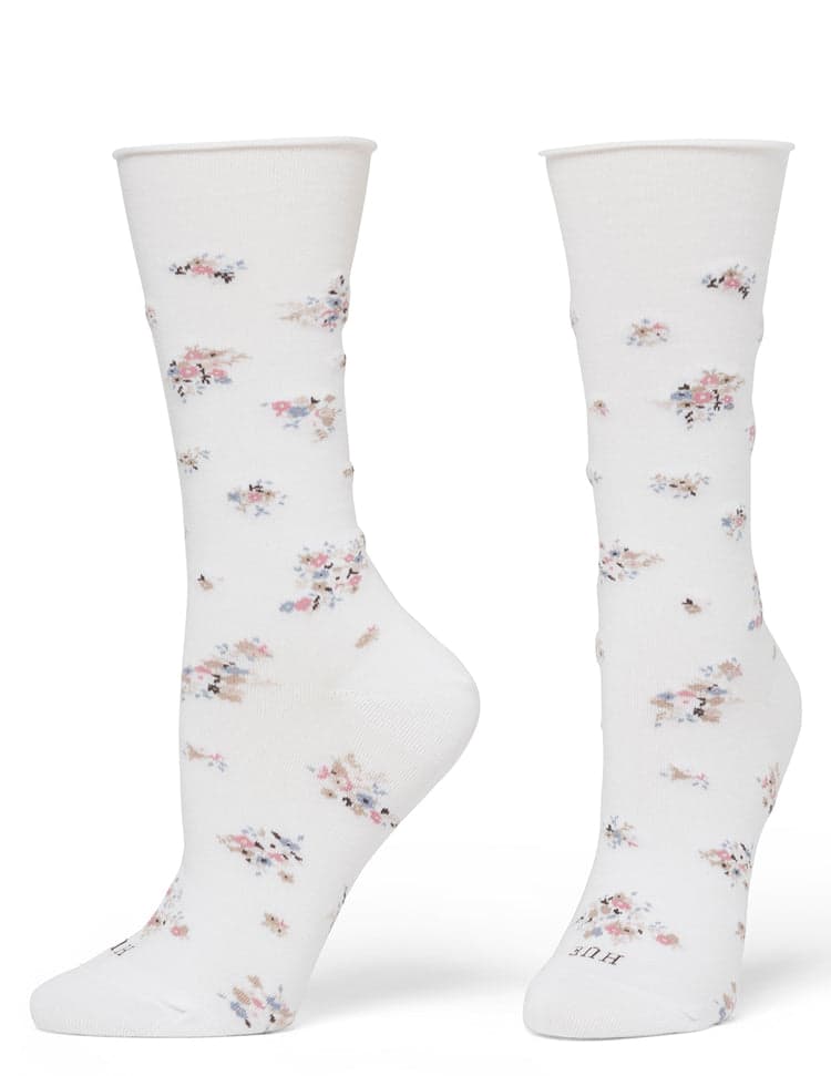 Hue Jeans Socks - White Floral