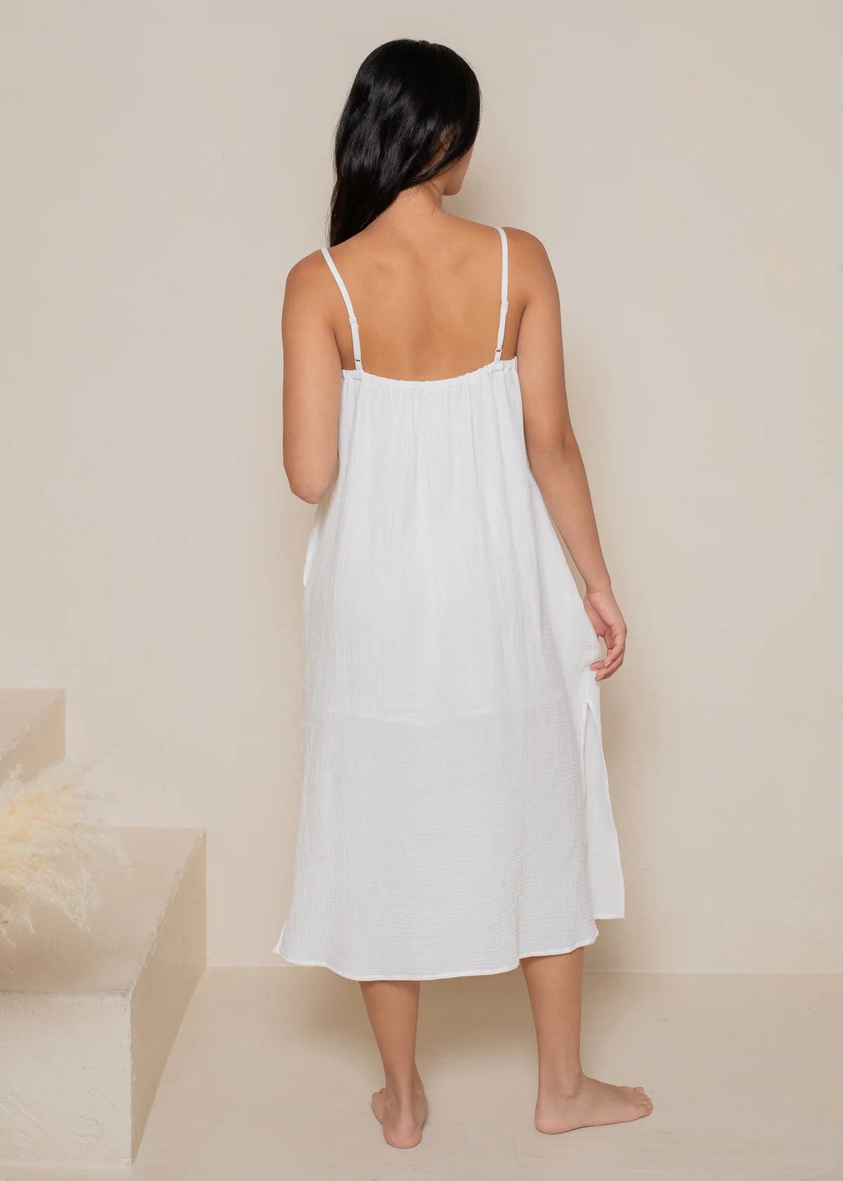 white cotton gauze maxi dress small