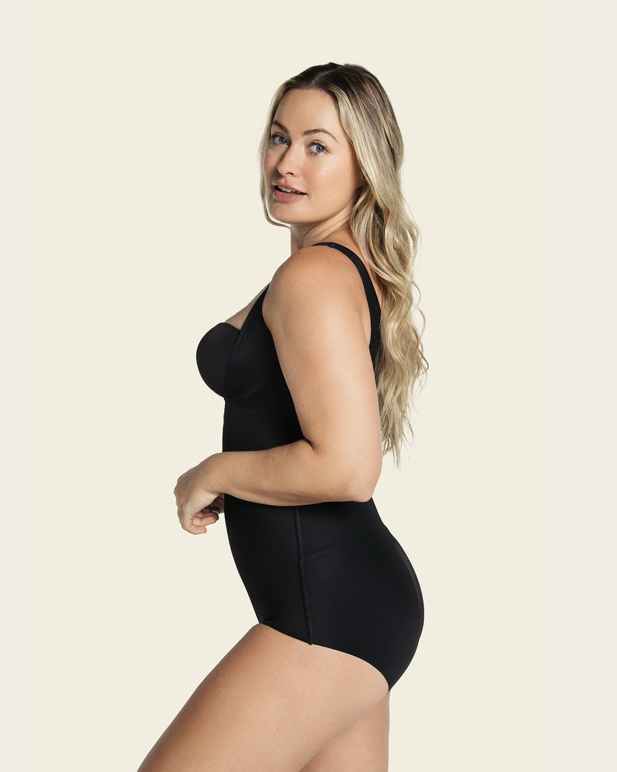 Flat, wide, seamless straps for comfort and support Bodysuit