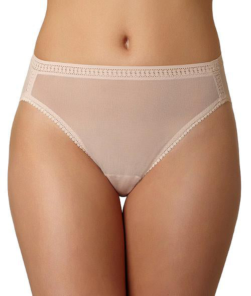 Cream color On Gossamer Mesh Hip Bikini Panty 