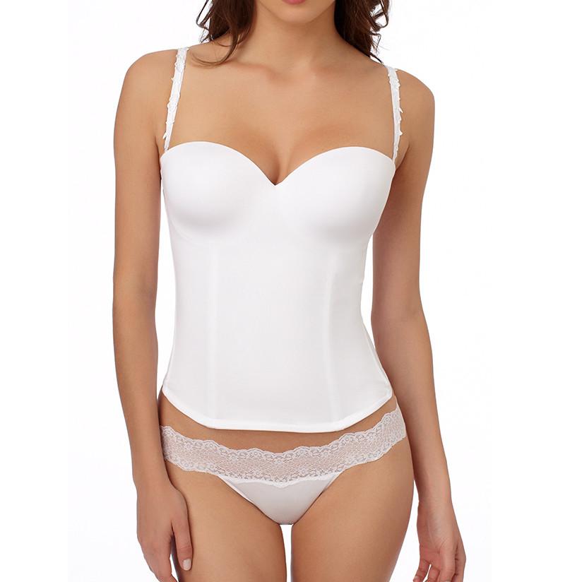 Detachable, adjustable straps with floral embroidery Bustier