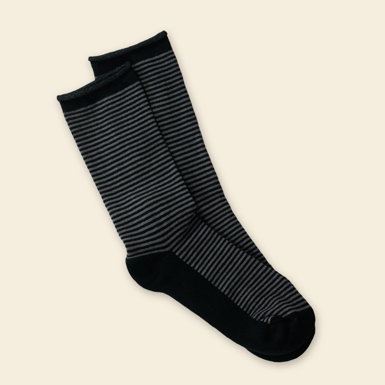 Maggie's Organics Organic Cotton Cushion Crew Sock Grey/Black