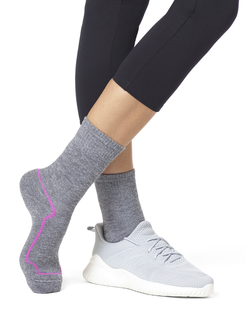 Hue Eco Sport Walking Crew 2-Pack Sock Grey One Size