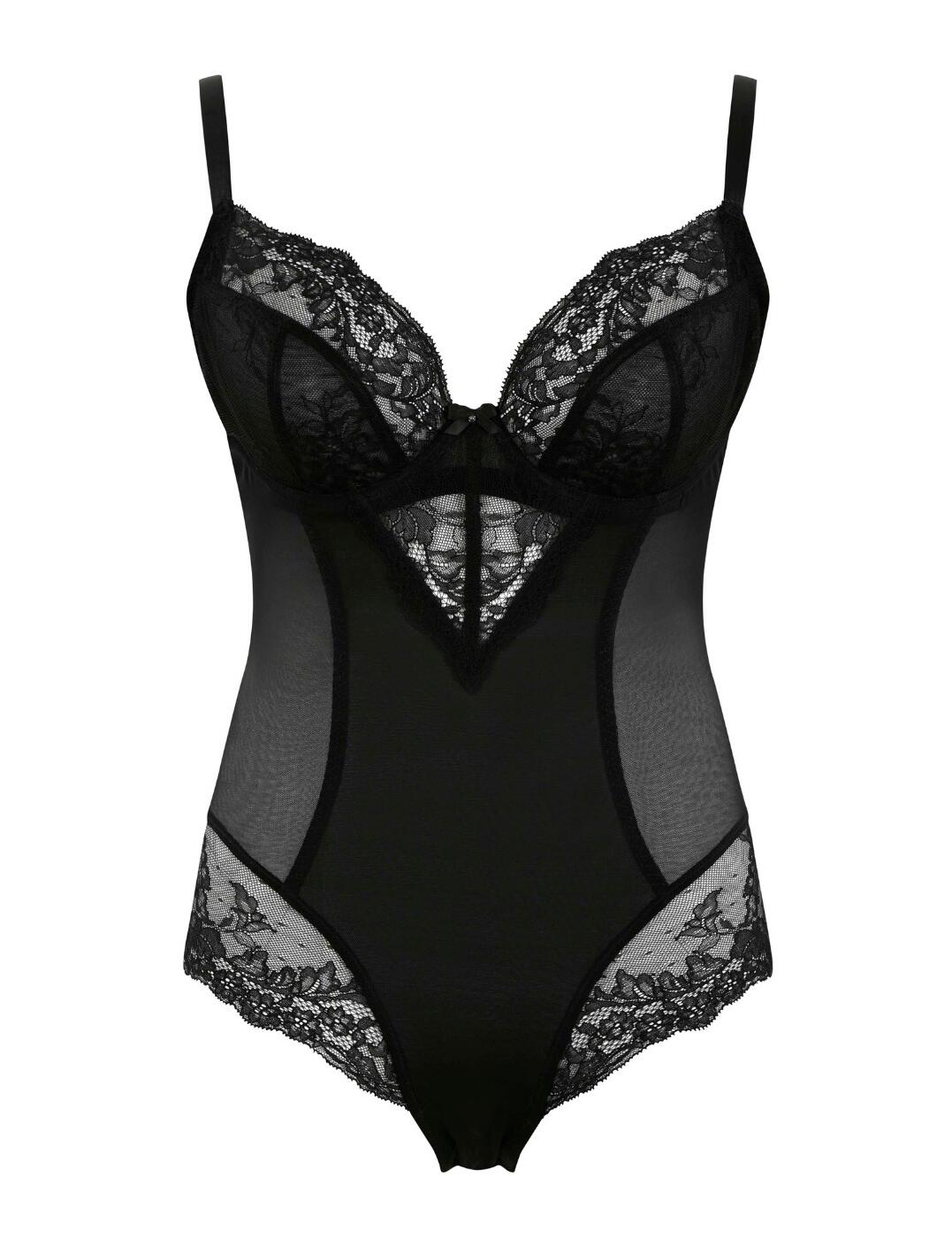 Semi-sheer lace cups and leg openings Bodysuit