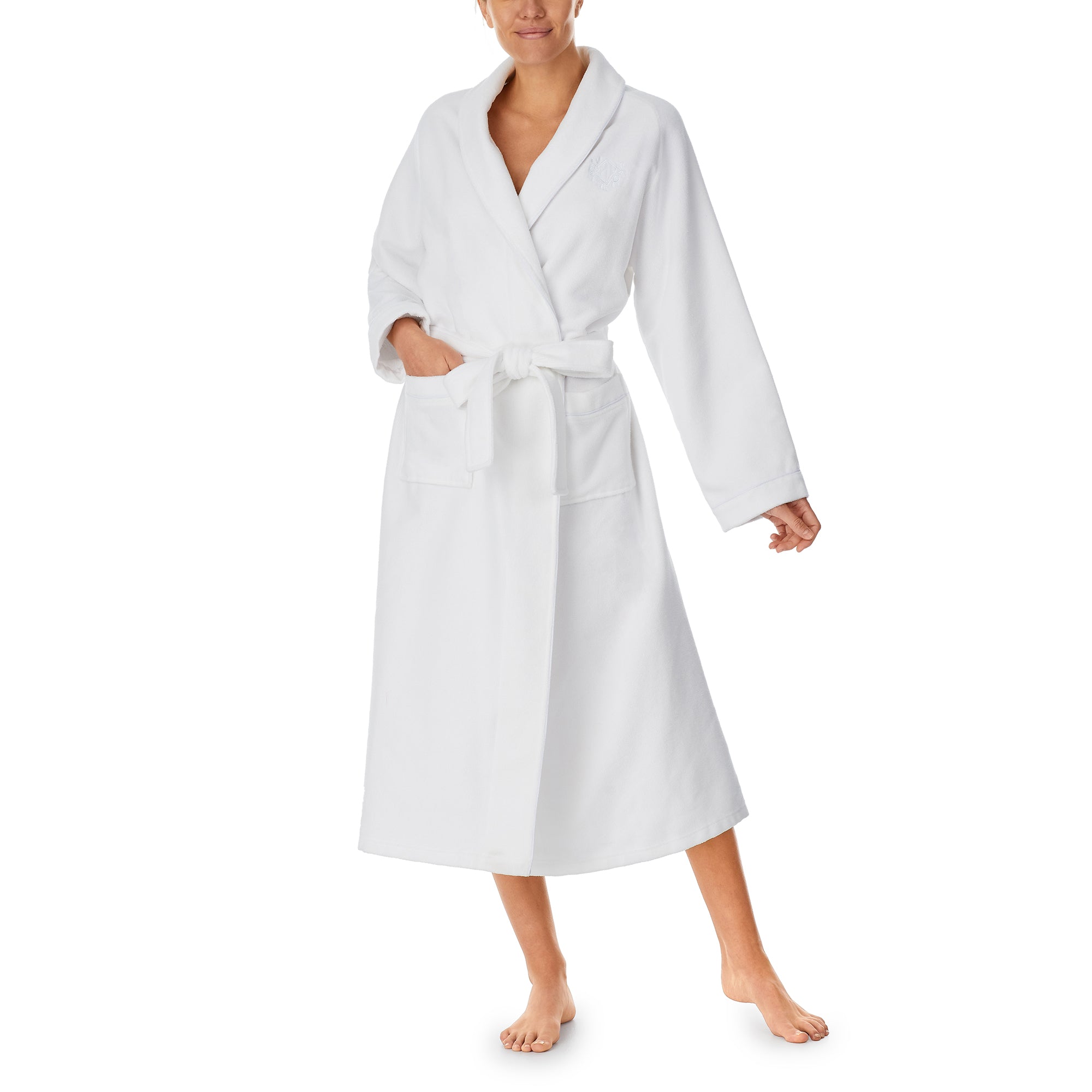 Eileen West Long Sleeve Long Wrap Velour Robe