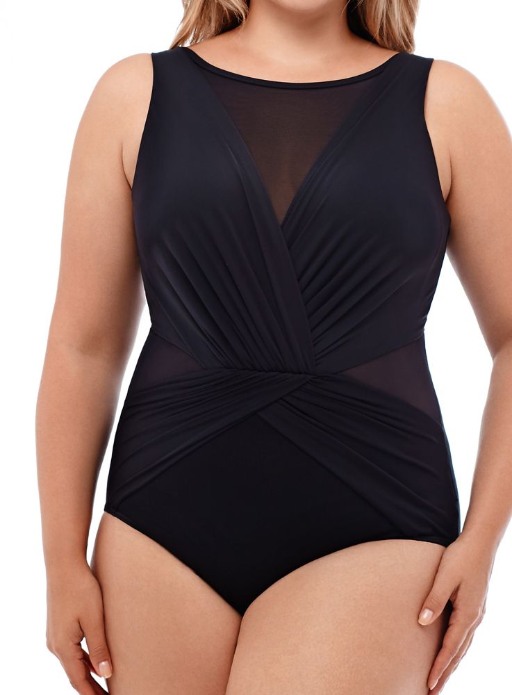 Miraclesuit Plus Size Palma One Piece Swimsuit 16W Black (3954688917569)