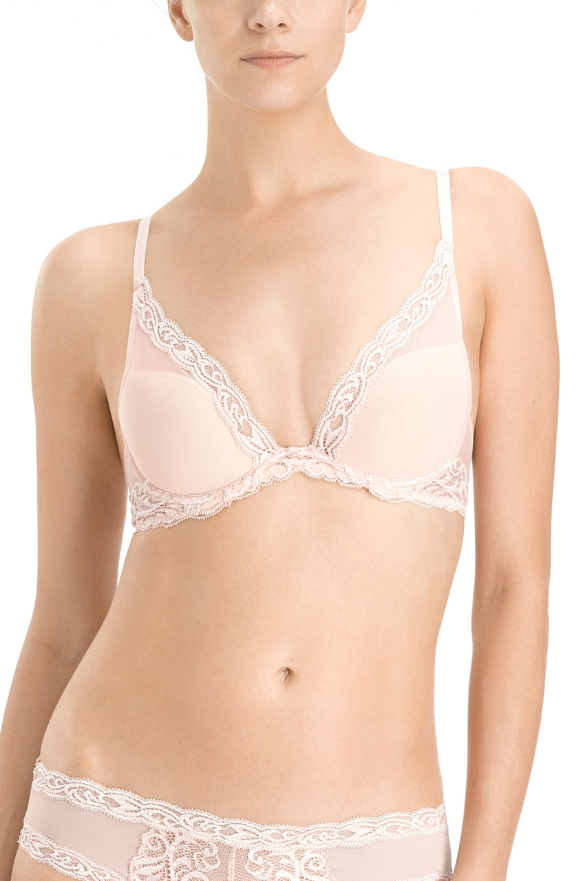 Natori Feathers Lace Contour Plunge Bra - Cameo Rose (1479145586753)