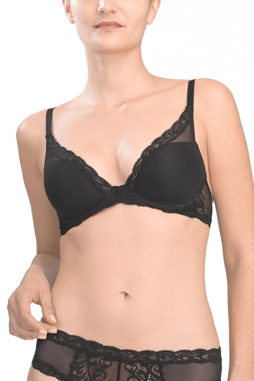 Natori Feathers Lace Contour Plunge Bra - Black (551994359873)