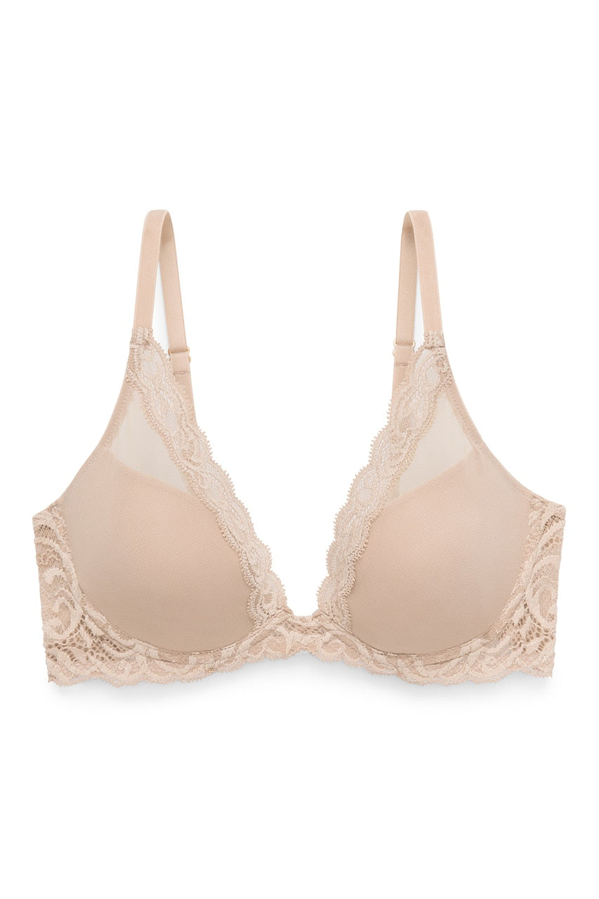 Natori Feathers Lace Contour Plunge Bra - Cafe (551994490945)