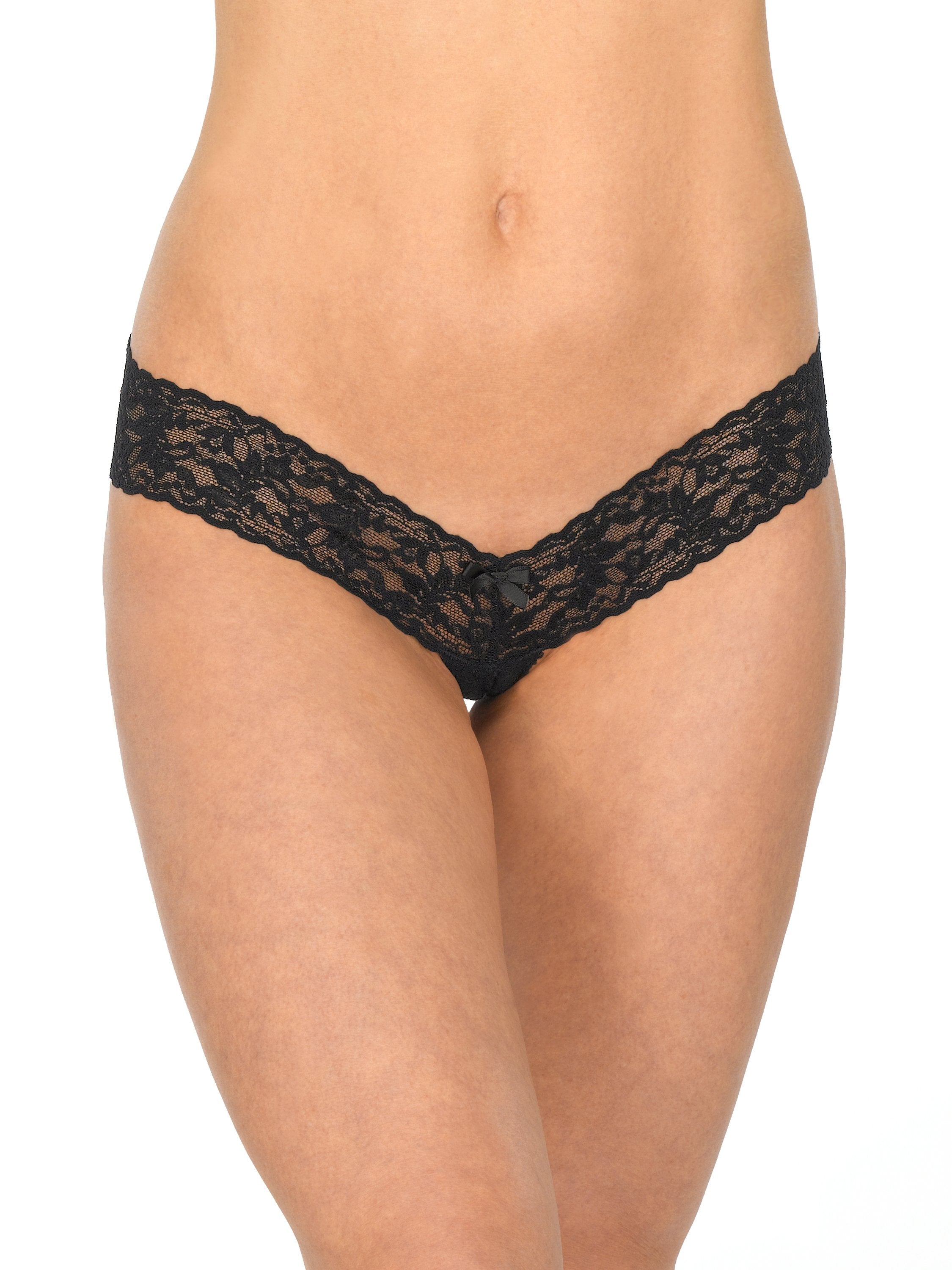 Hanky Panky Signature Lace Crotchless Thong O/S Black 