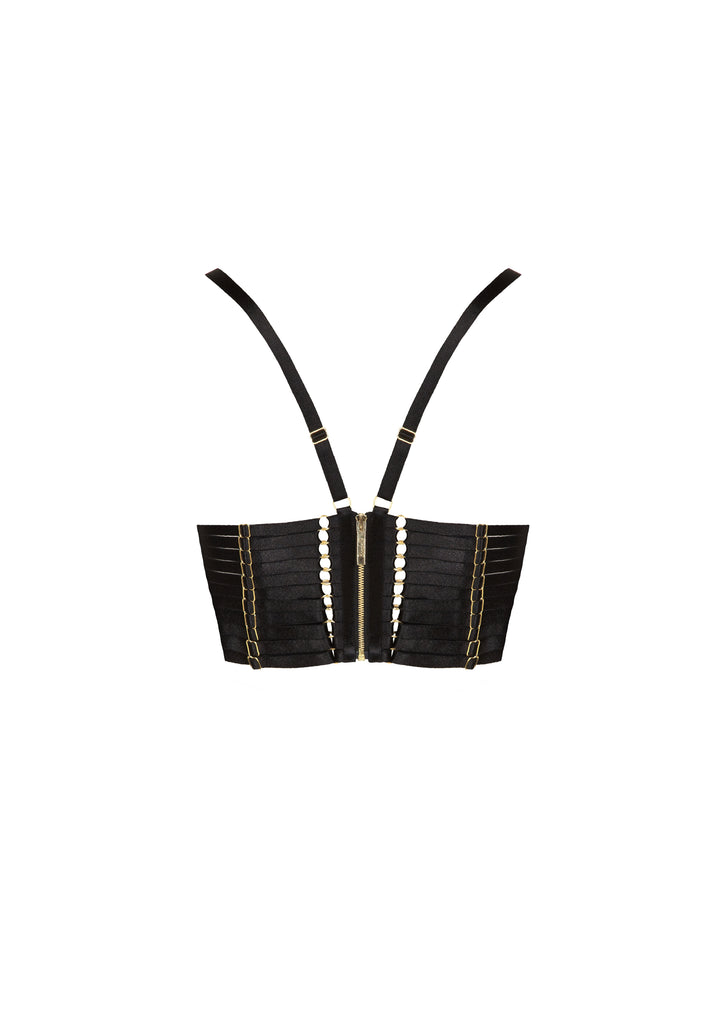 Bordelle Bondage-Belle Crop Top Bra Black/Large