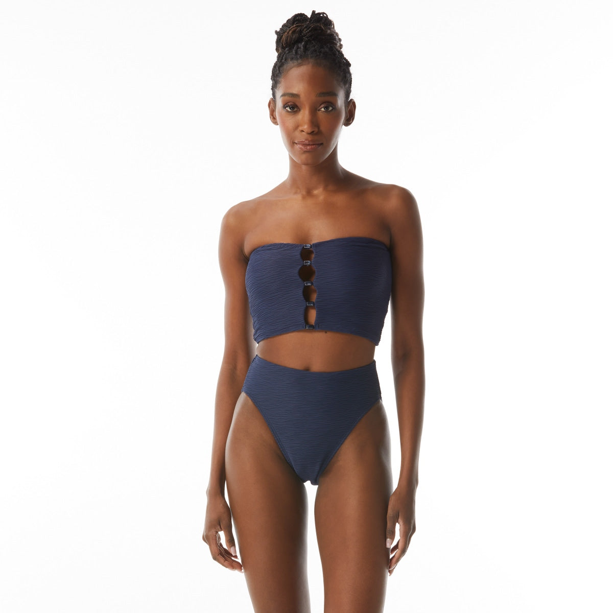 Carmen Marc Valvo Wave Texture Crop Bikini Top