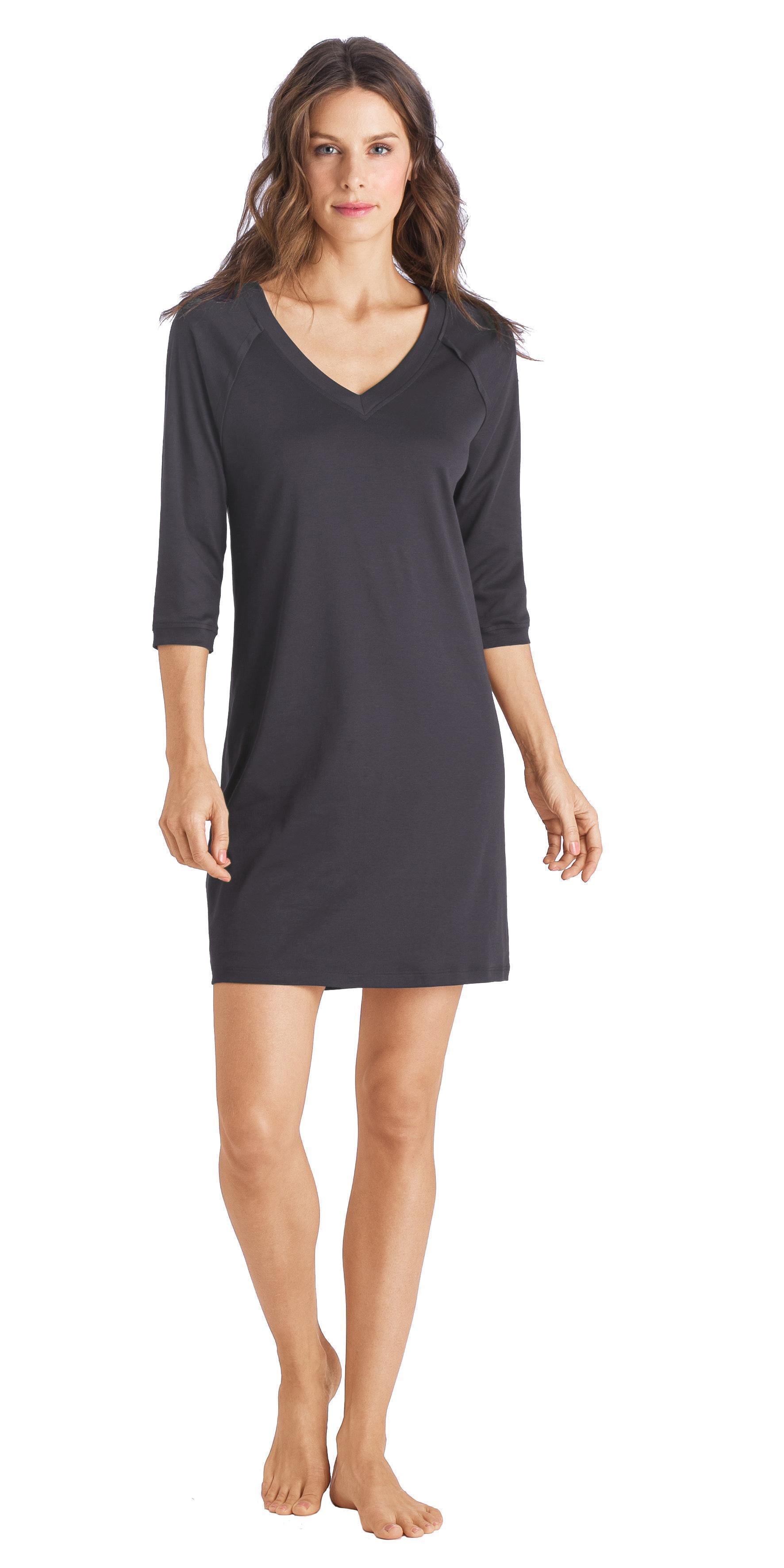 Hanro Pure Essence 3/4 Sleeve Gown Black