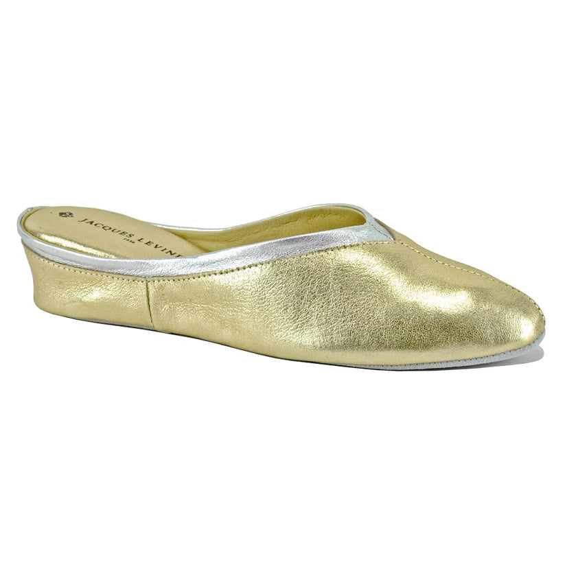 Jacques Levine Spanish Leather Wedge Slipper Pink