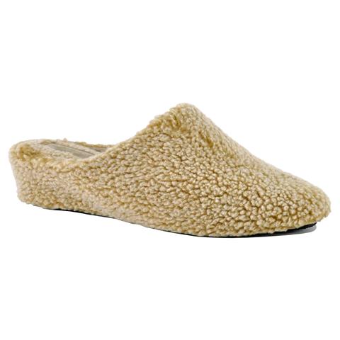 Jacques Levine Fuzzy Shearling Slipper 6 Tan 