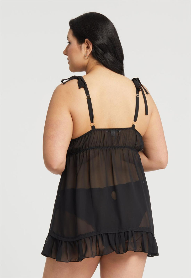 Rya Collection Dahlia Plus Size Babydoll w/ Panty Black/2xl