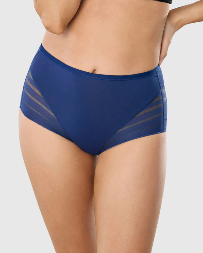 Leonisa Lace Stripe Undetectable Classic Shaper Panty Blue