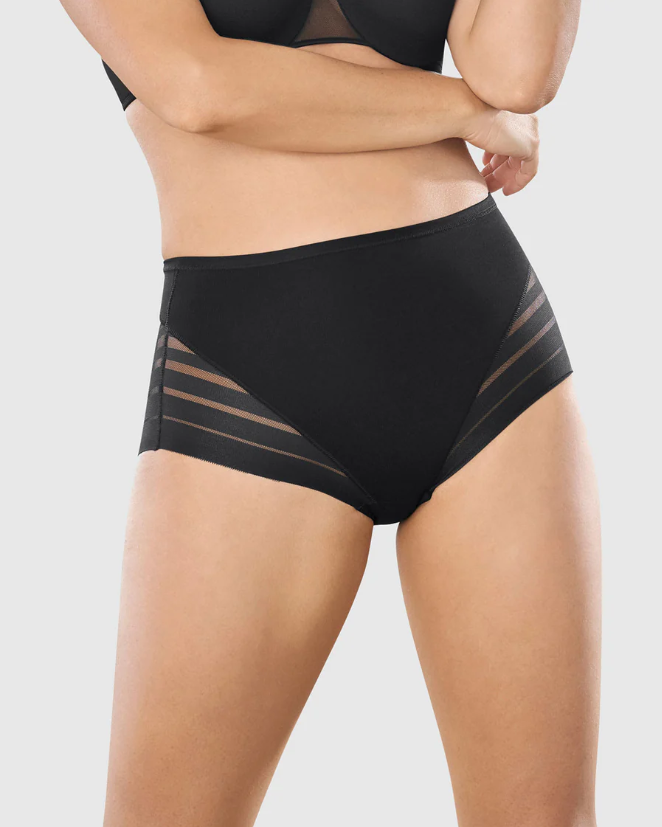 Leonisa Lace Stripe Undetectable Classic Shaper Panty Black