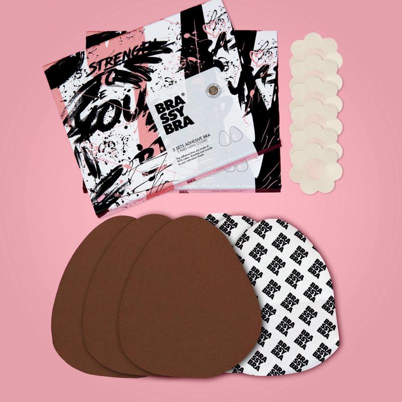 BrassyBra 3 Set Adhesive Bra AB Caramel (4162586509377)