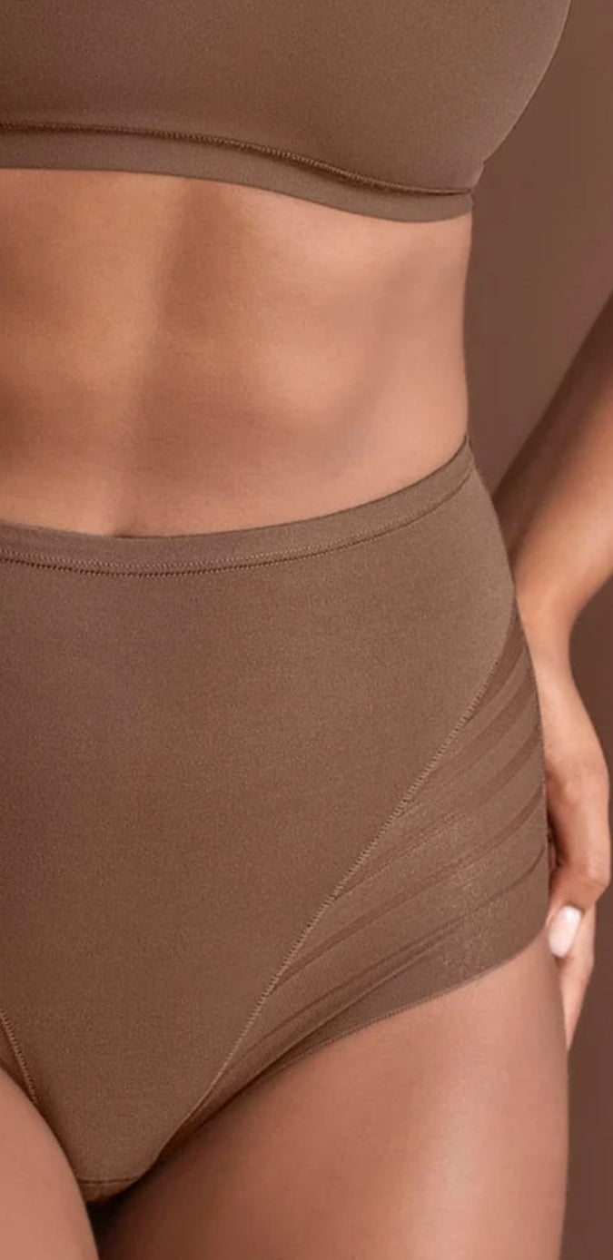 Leonisa Lace Stripe Undetectable Classic Shaper Panty Brown