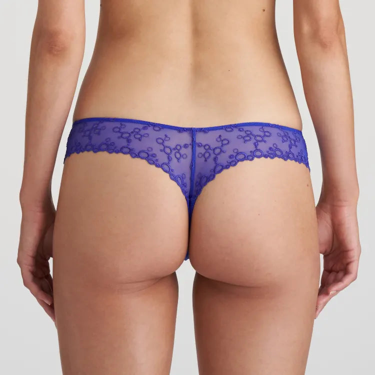 Embroidered design Women's thong Blue