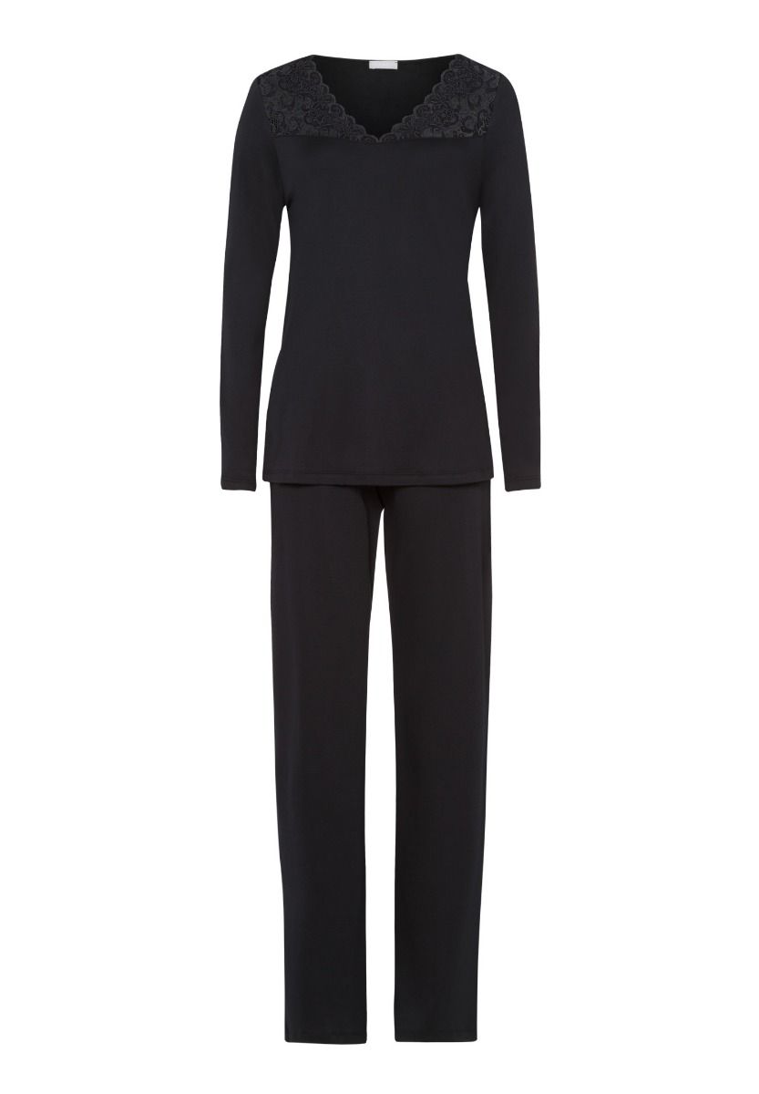 Hanro Moments Long Sleeved Pajama Black Small
