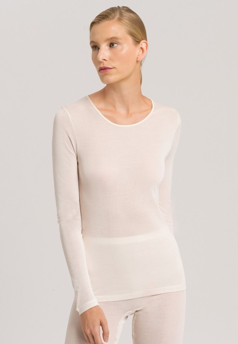Hanro Pure Silk Long Sleeve Shirt Black XS
