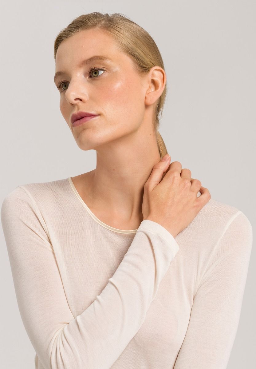 Hanro Pure Silk Long Sleeve Shirt Black Hanro Pure Silk Long Sleeve Shirt XS Cream