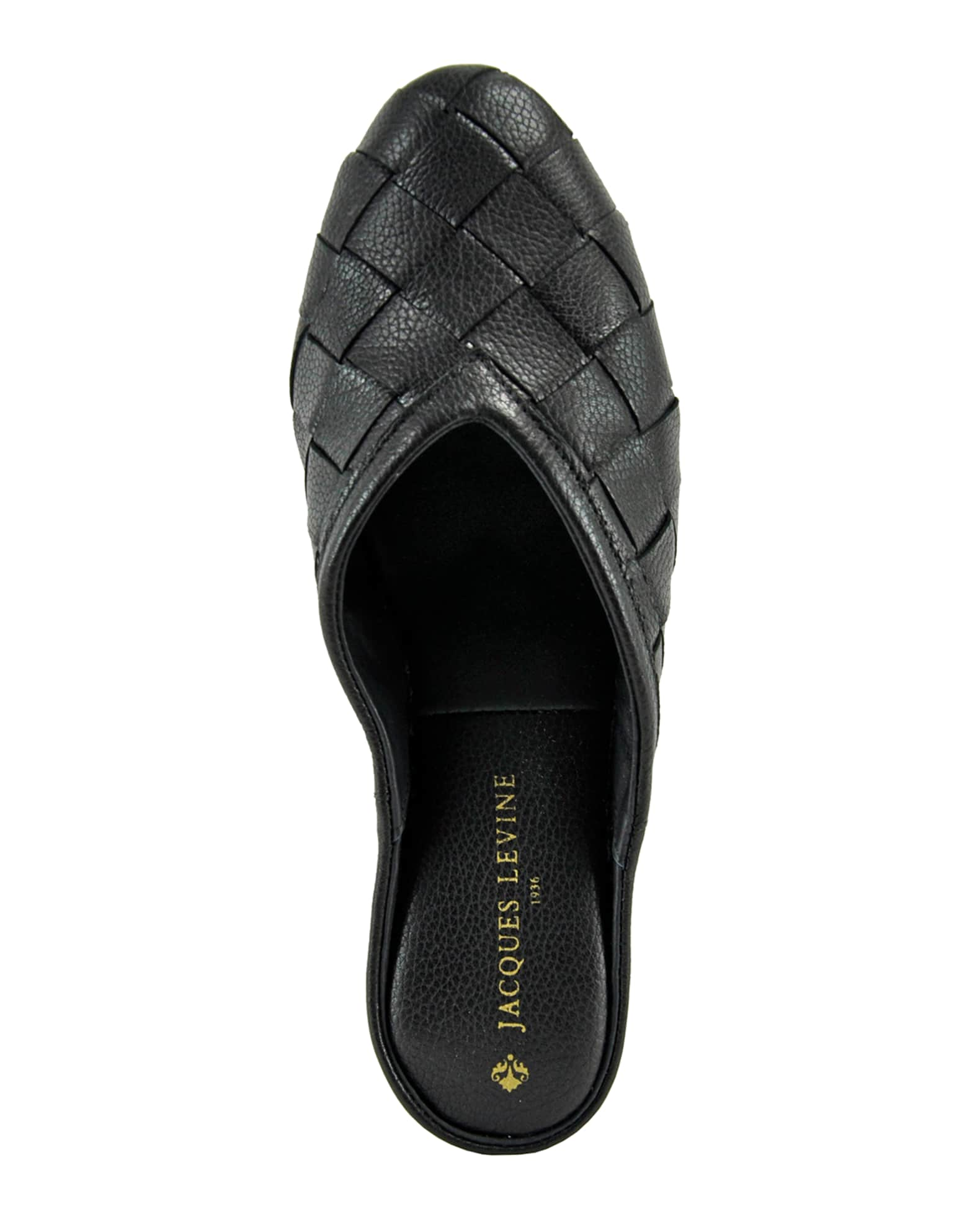 Jacques Levine Woven Leather Slipper Black 6