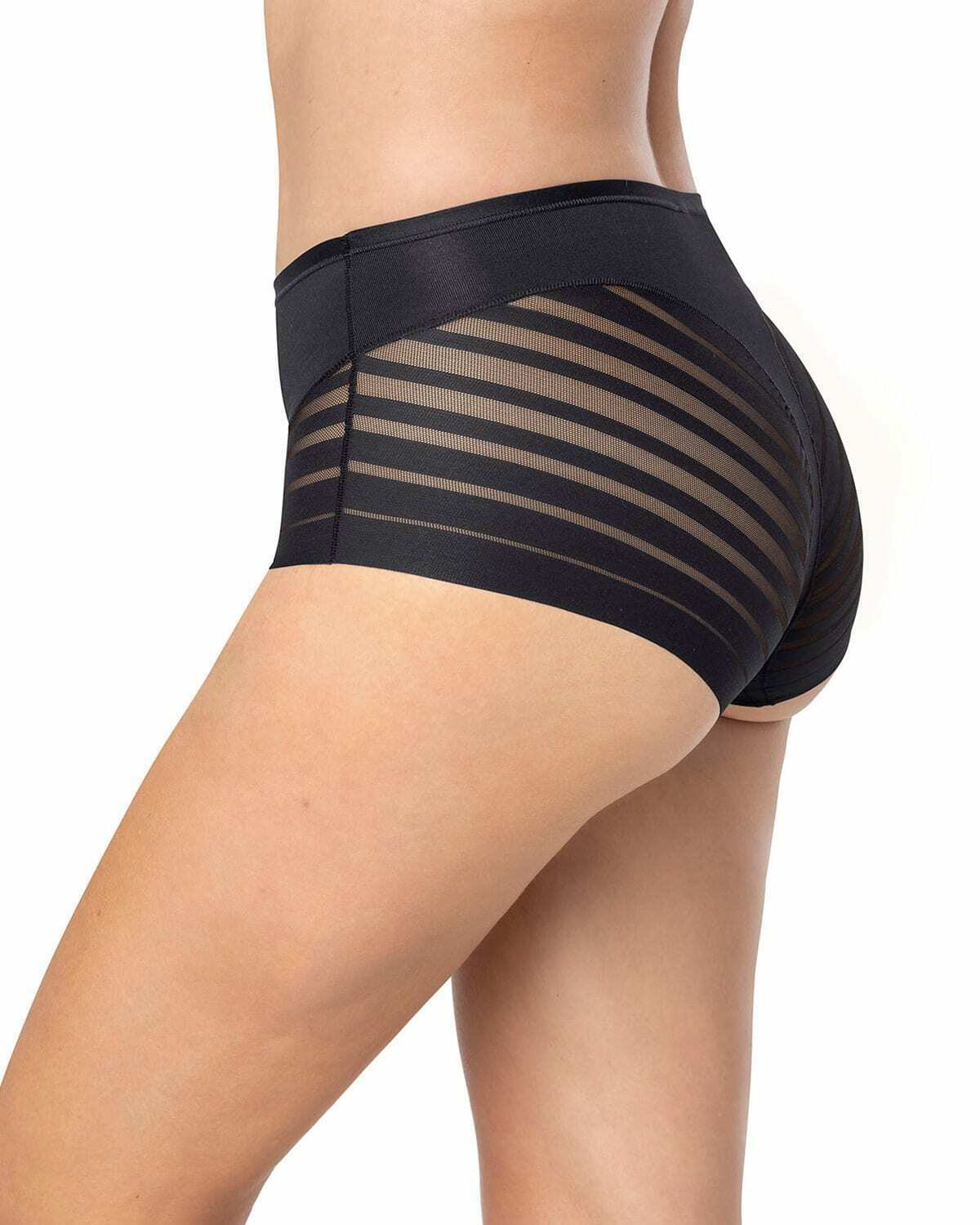 Leonisa Lace Stripe Undetectable Classic Shaper Panty Black