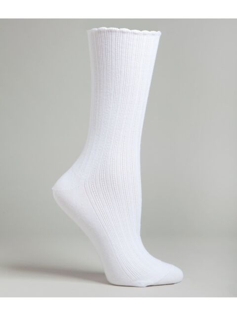 Hue Scalloped Pointelle Sock White