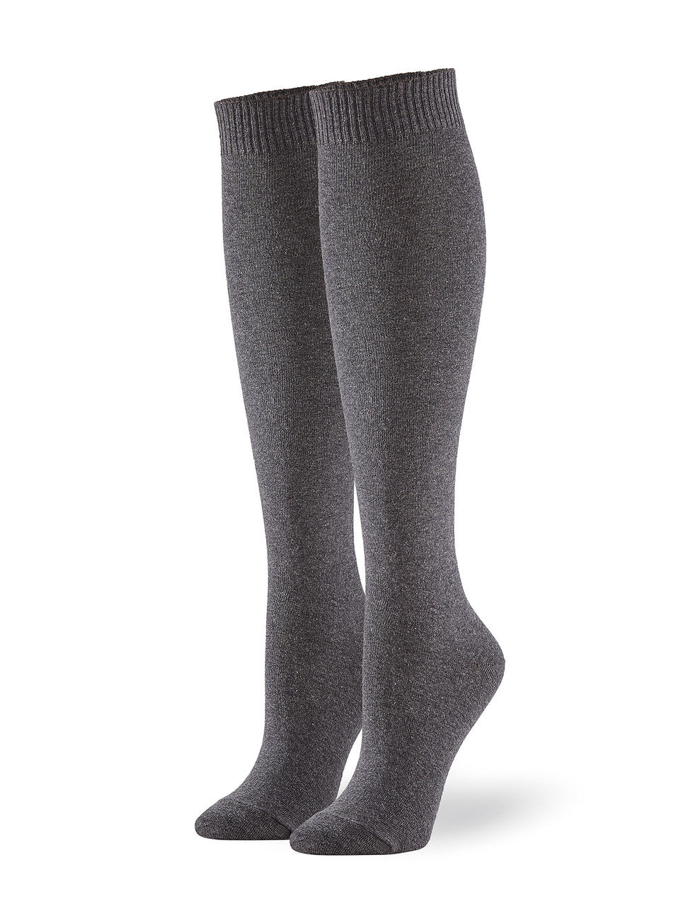 Hue Flat Knit Knee Sock 3 Pack Heather Grey