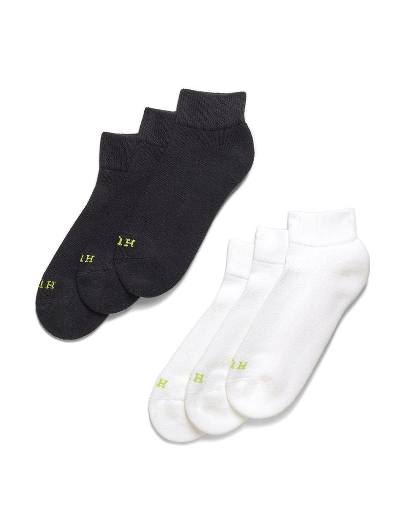 Hue 6 Pack Quarter Top with Cushion Sport Sock Black One Size
